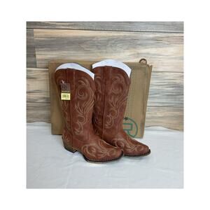 ROPER Riley Tan Embroidered Leather Western Boots Womens 5